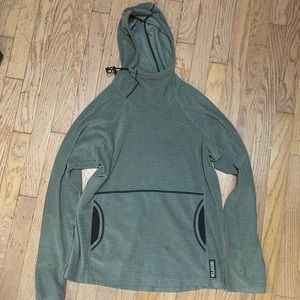 Mens Melanzana Medium Grey/Green Waffle Fleece Hoodie